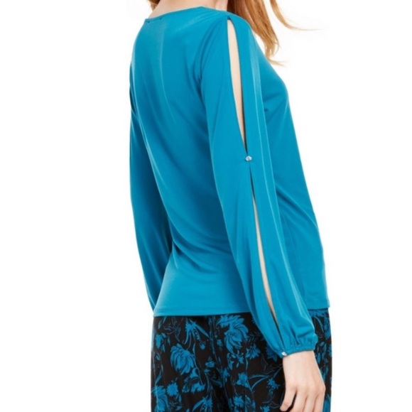 INC International Concepts Split-Sleeve Rhinestone-Button Top - Picture 3 of 8